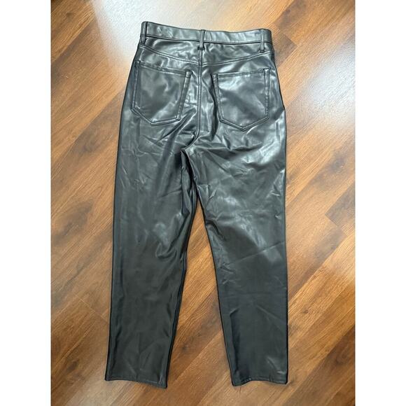 Abercrombie & Fitch Ankle Straight Ultra High Vegan Faux Leather Pants Sz 30/10L - Picture 3 of 8